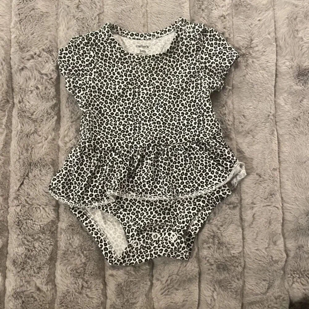 3 Months Carter's Leopard Print Shirt Dress One Piece, Short Sleeves